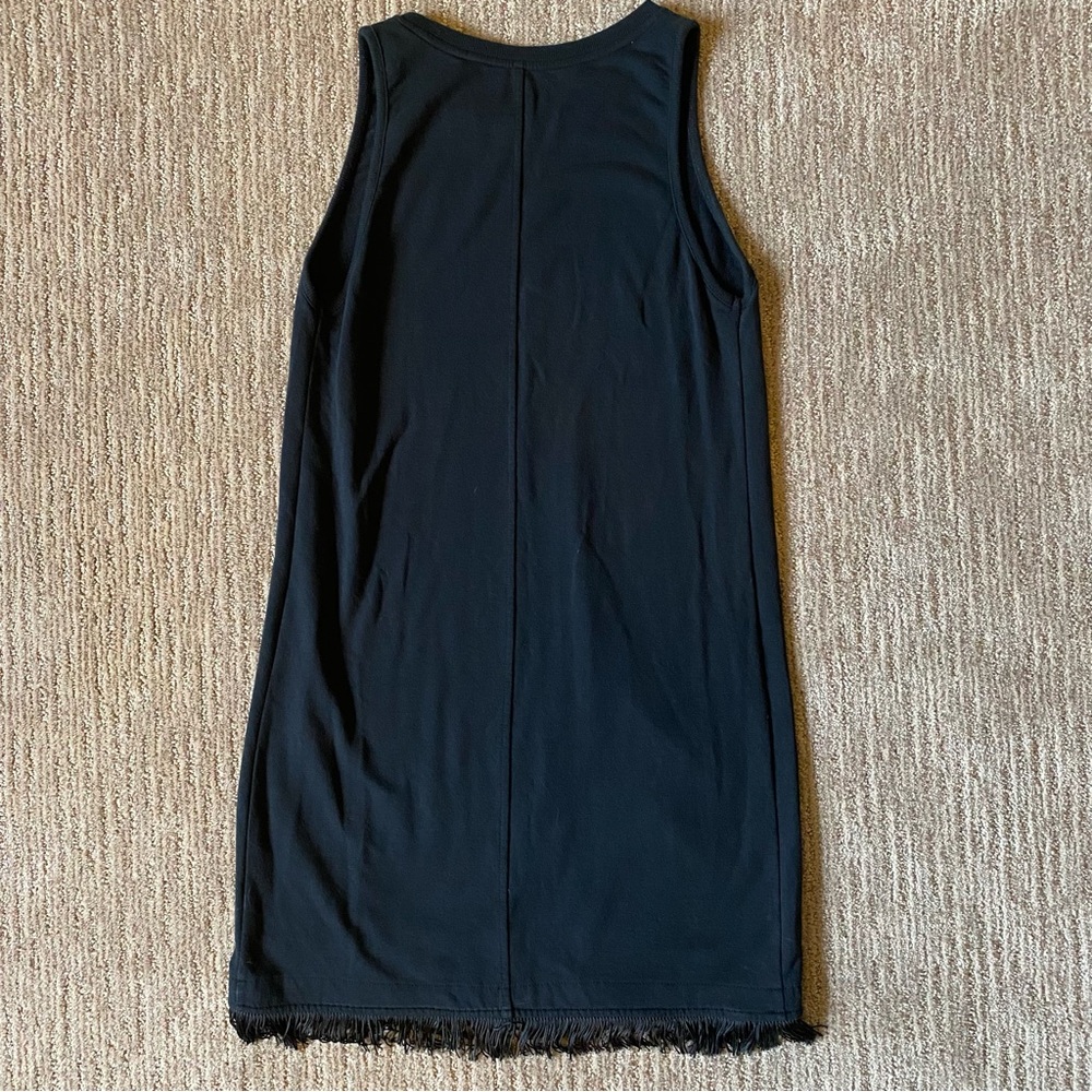 Black Sleeveless Dress with Fringe Hem/LBD - Picture 4 of 7